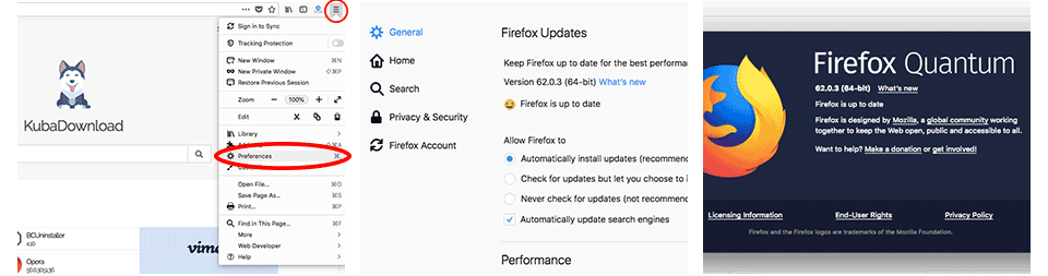 Mozilla Firefox Update Window