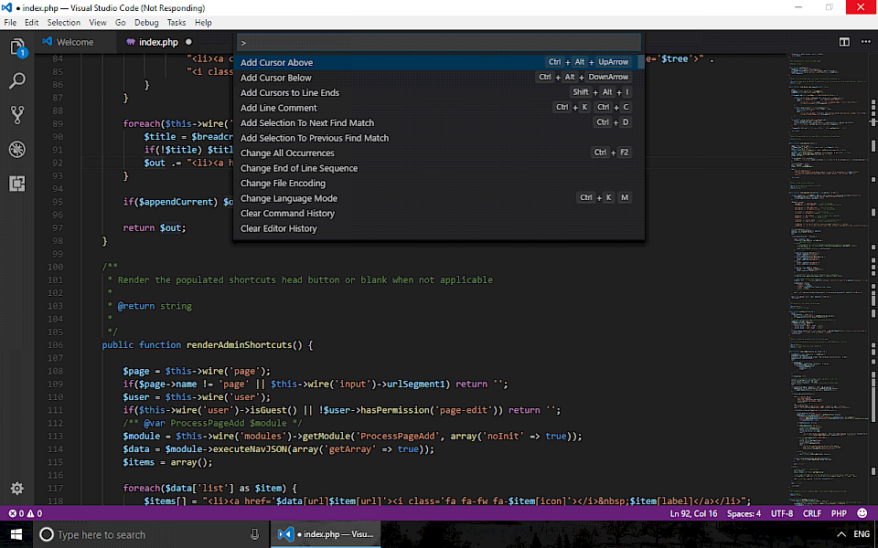 Screenshot of Visual Studio Code software running on Windows 10.