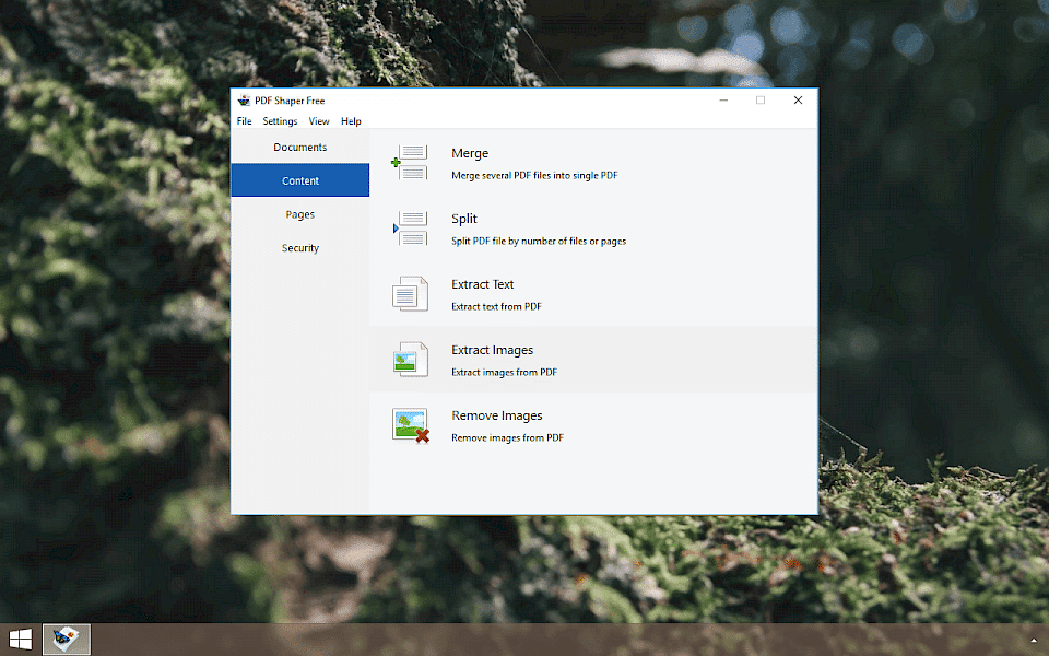 Screenshot of PDF Shaper software running on Windows 10.