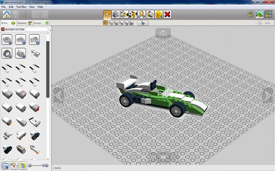 Screenshot of Lego Digital Designer software running on Windows 10.