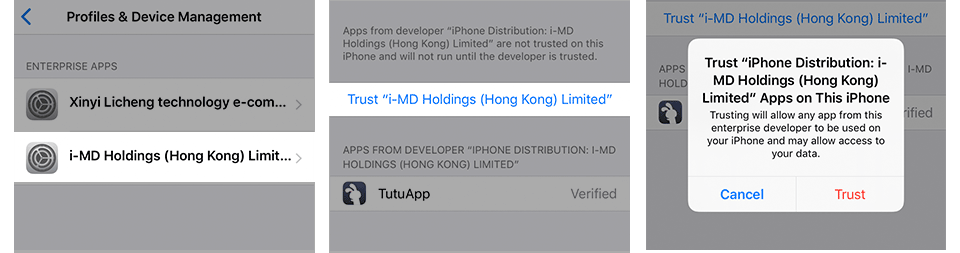 Trust Untrusted Developer on iPhone