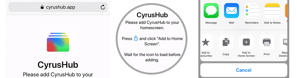 Install CyrusHub on iOS