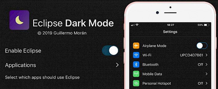 Eclipse 12 Dark Mode jailbreak theme for iOS