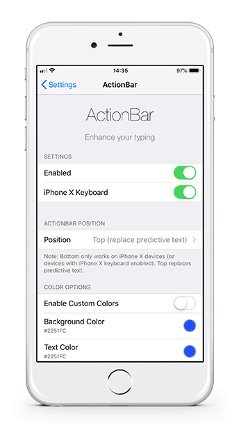 ActionBar keyboard tweak for iOS 12
