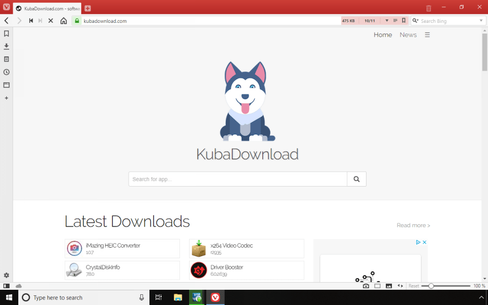 Vivaldi 2.0 running on Windows 10 screenshot