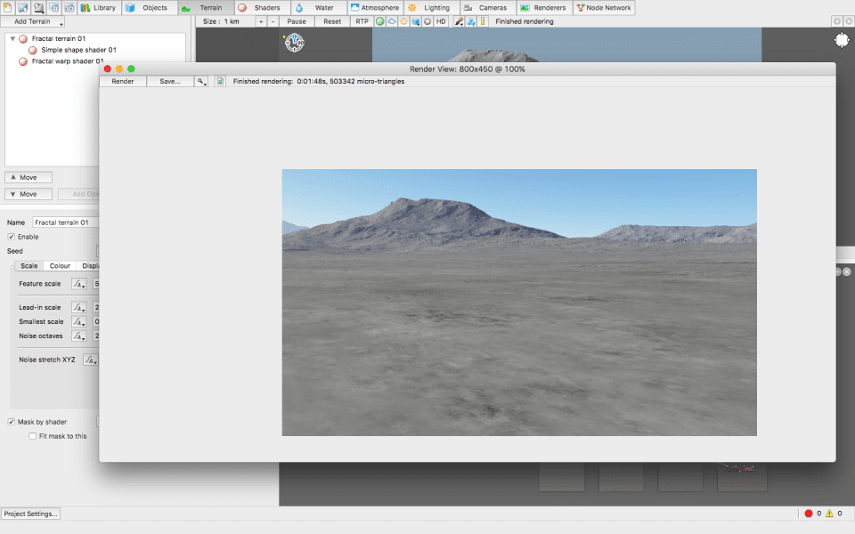 Screenshot of Terragen software running on Windows 10.