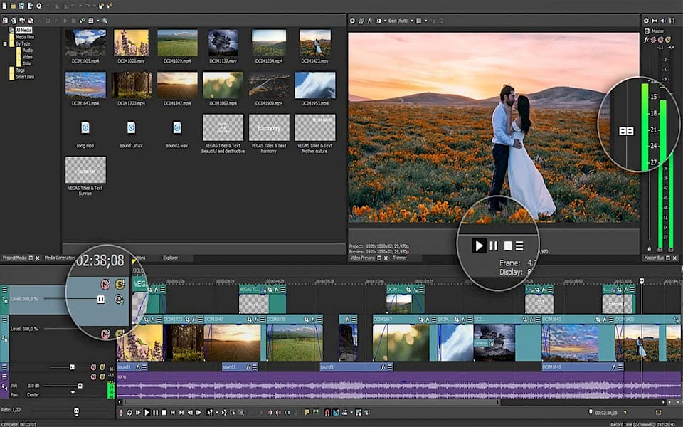 Screenshot of Vegas Pro software running on Windows 10.