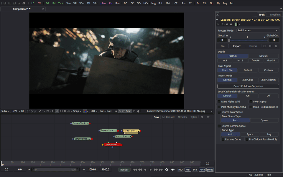 Screenshot of Blackmagic Fusion software running on Windows 10.