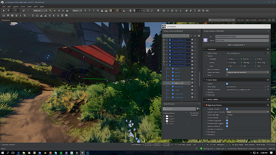 Screenshot of Amazon Lumberyard software running on Windows 10.