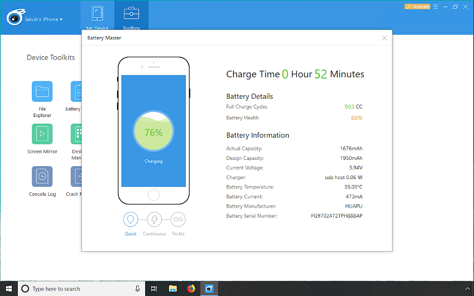 Battery Master in iTools 4