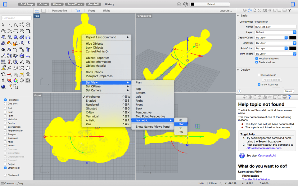 how to set render location rhino