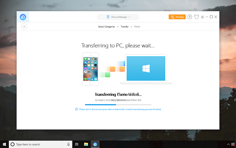 Transferring files from iPhone to PC in AnyTrans software