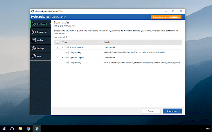 malwarebytes adwcleaner not finding anything