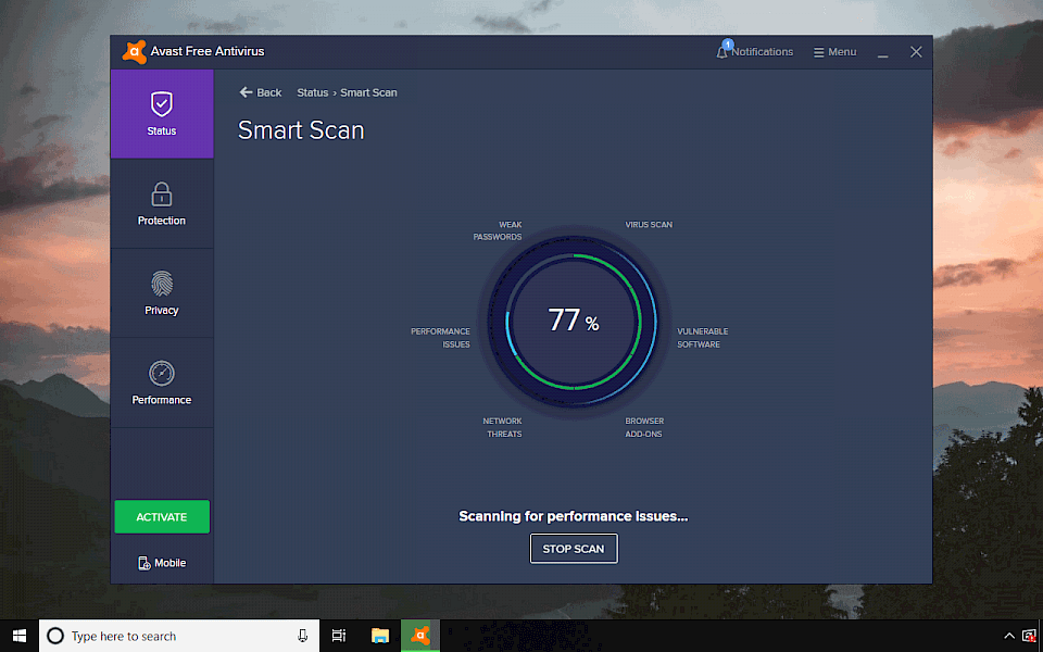 avast full system scan