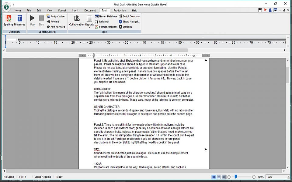 Screenshot of Final Draft software running on Windows 10.