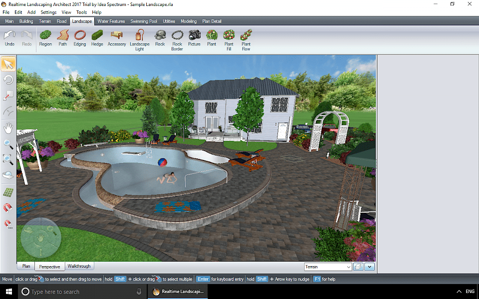 Screenshot of Realtime Landscaping Architect software running on Windows 10.