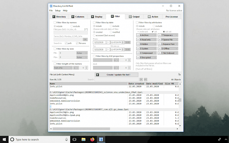 Directory List & Print Filters