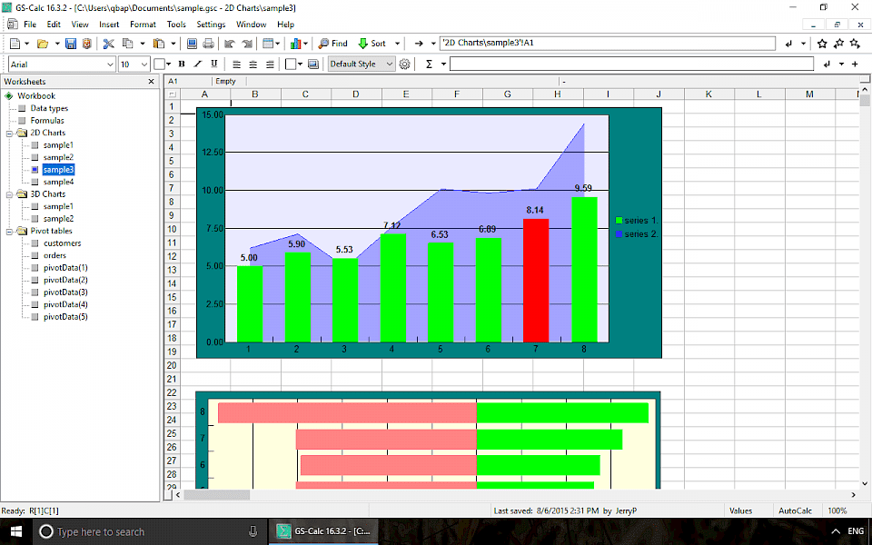 Screenshot of GS-Calc software running on Windows 10.