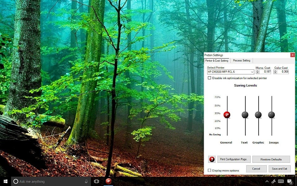 Screenshot of PretonSaver Home software running on Windows 10.