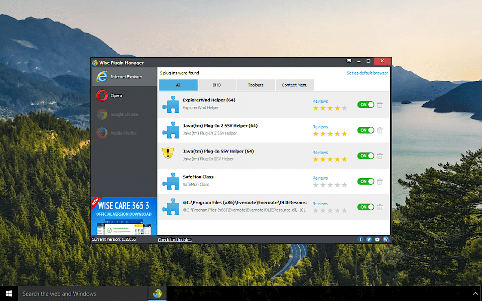 Screenshot of Wise Plugin Manager software running on Windows 10.