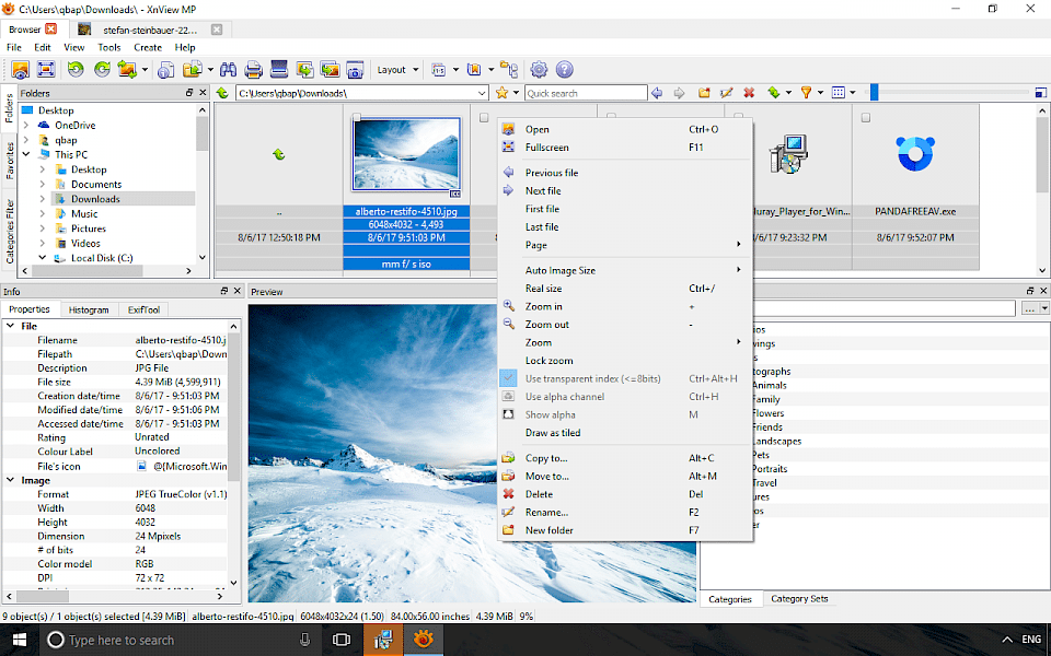 Screenshot of XnView MP software running on Windows 10.