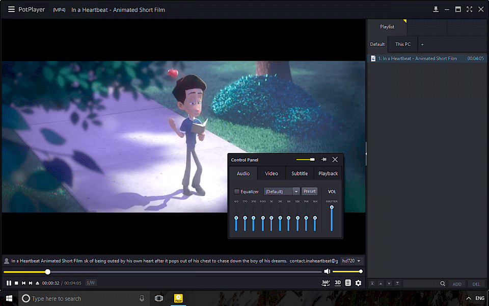 Screenshot of PotPlayer software running on Windows 10.