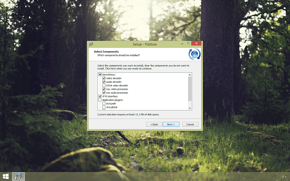 Screenshot of FFDshow software running on Windows 10.