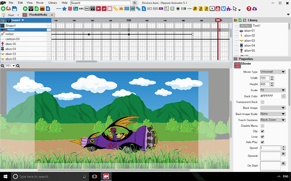 Screenshot of Hippani Animator software running on Windows 10.