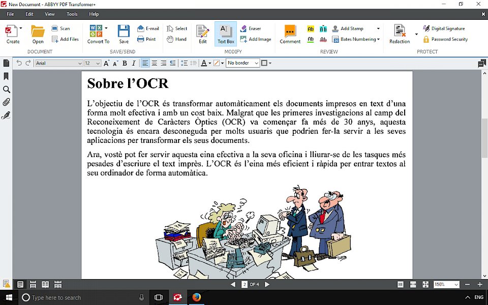 Screenshot of PDF Transformer+ software running on Windows 10.