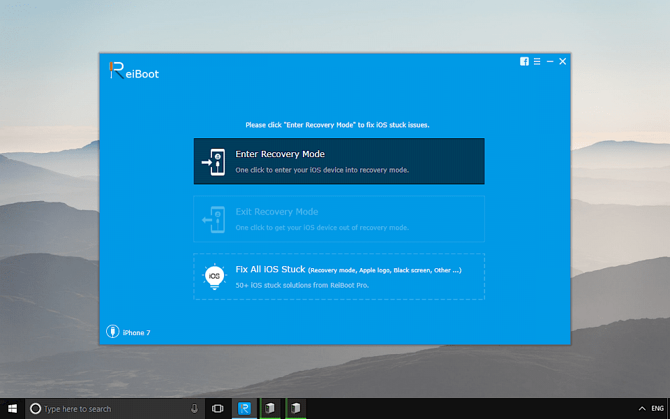 Screenshot of ReiBoot software running on Windows 10.