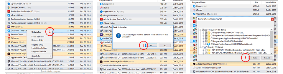 GeekUninstaller uninstall program on Windows