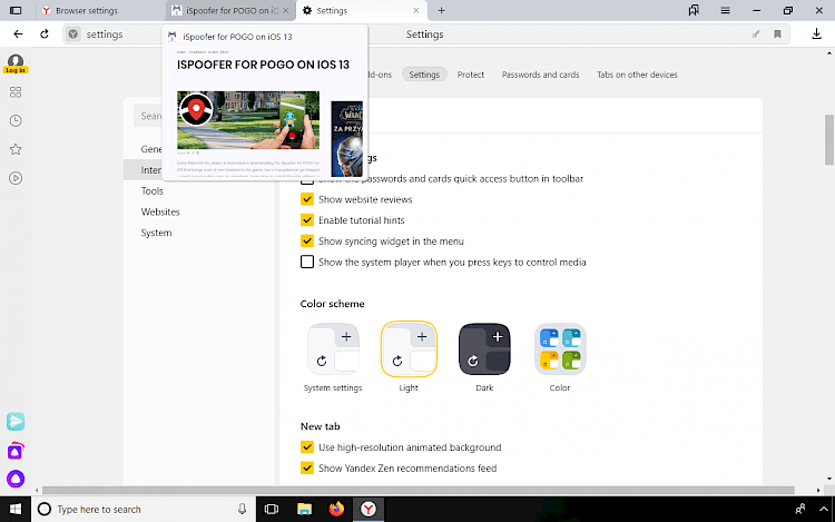 Yandex Browser Settings