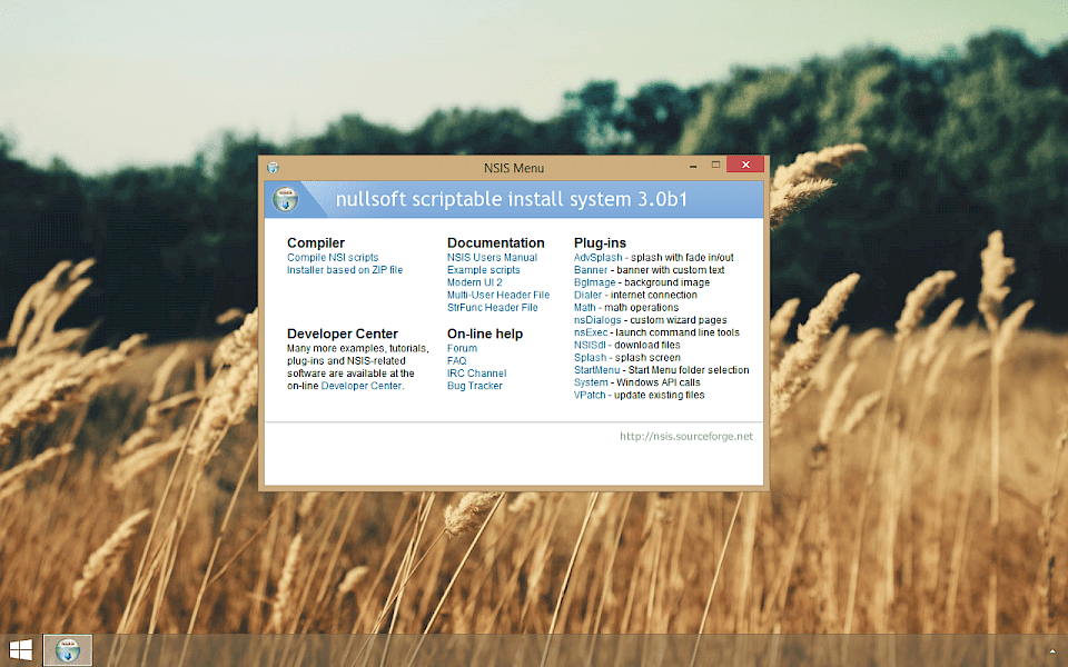 Screenshot of NSIS software running on Windows 10.