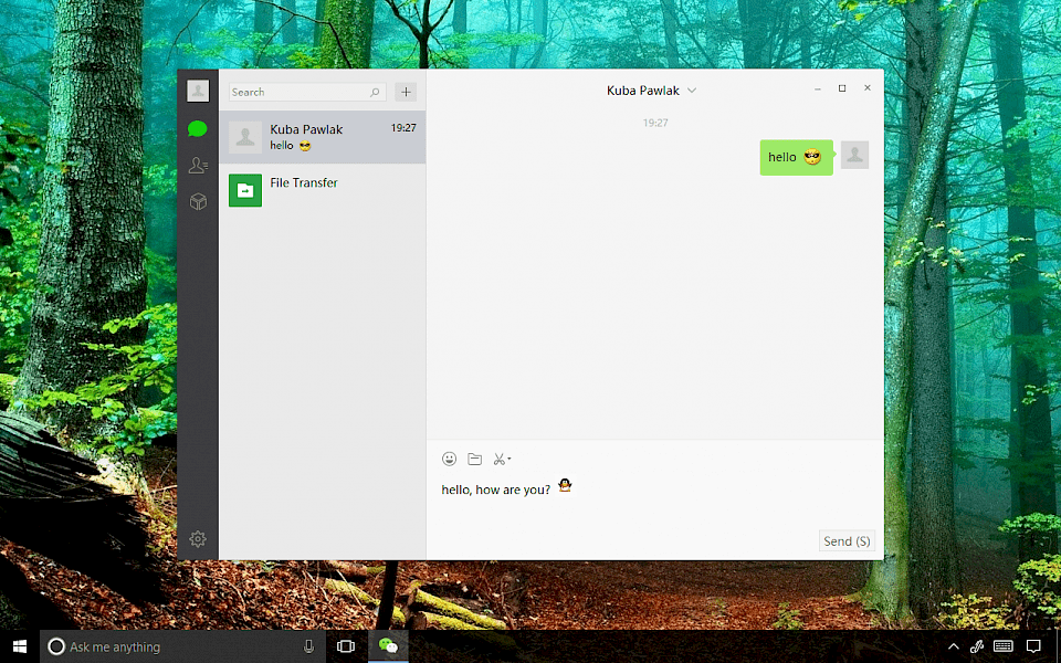 Screenshot of WeChat for PC software running on Windows 10.