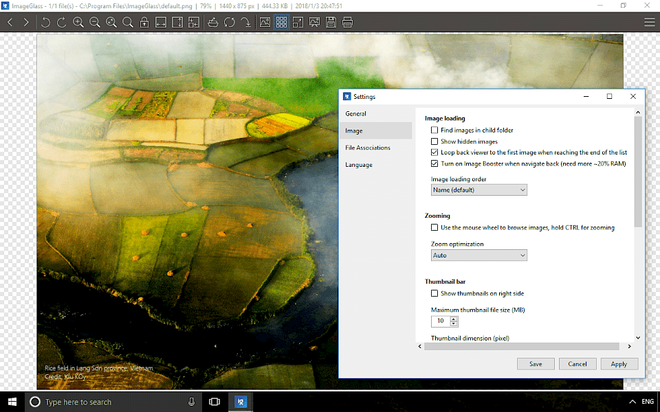 Screenshot of ImageGlass software running on Windows 10.