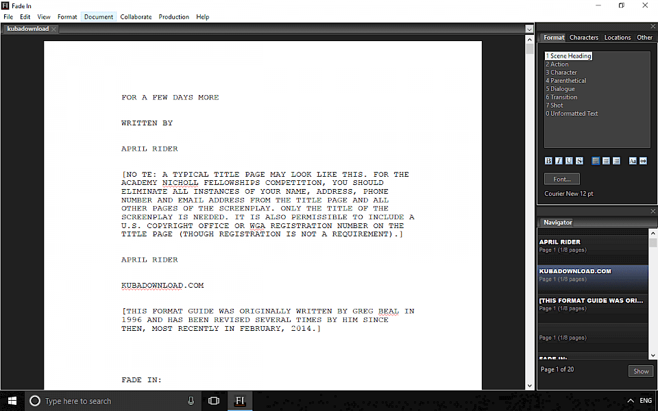 Fade In Professional Screenwriting Software Crack Website