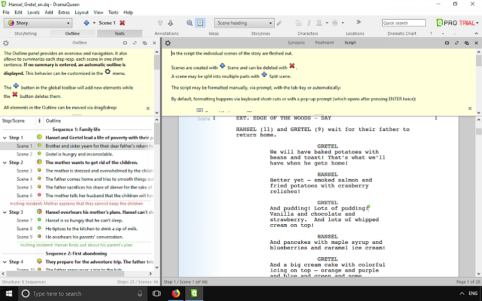 Screenshot of DramaQueen Free software running on Windows 10.
