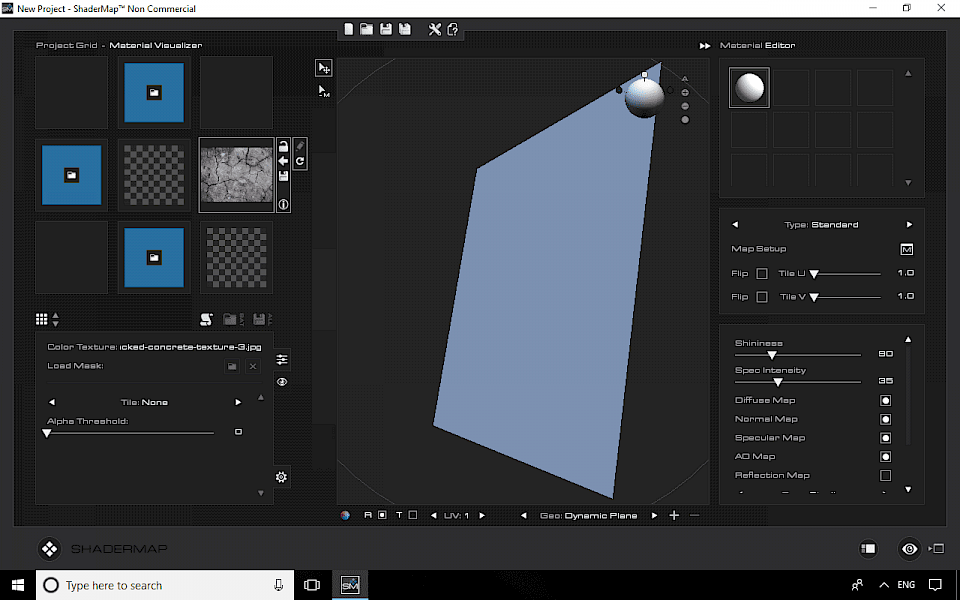 Screenshot of ShaderMap software running on Windows 10.