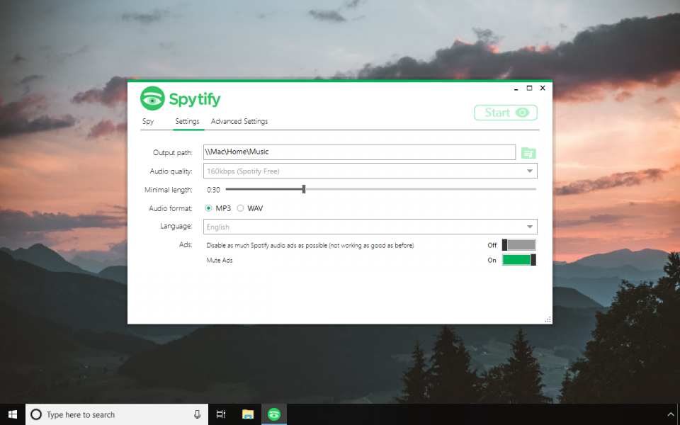 Spytify on Windows 10