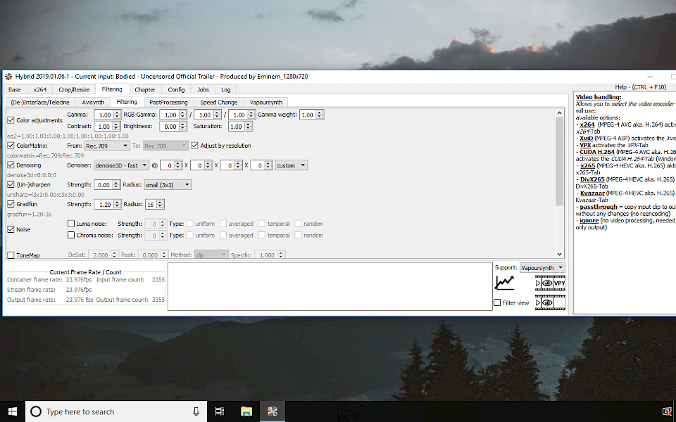 Hybrid running on Windows 10 screenshot.