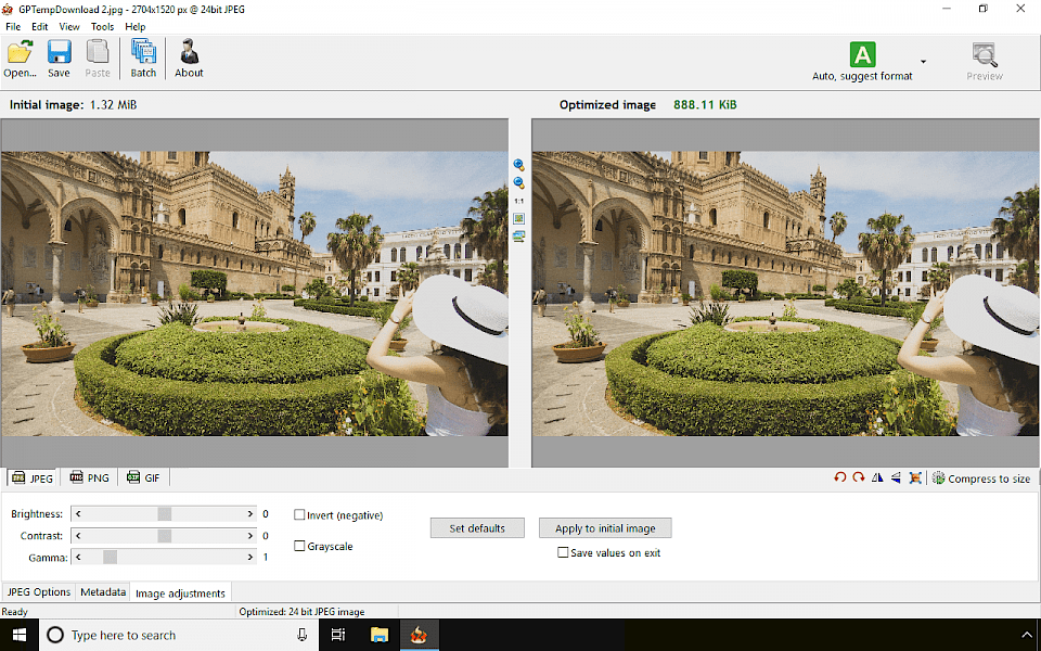 RIOT on Windows 10, 24bit JPEG