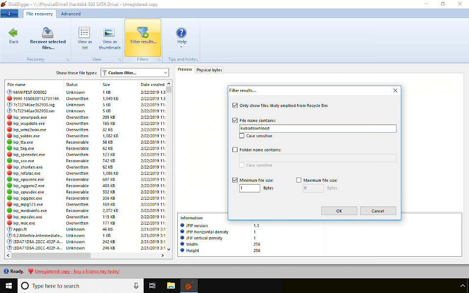 DiskDigger on Windows 10