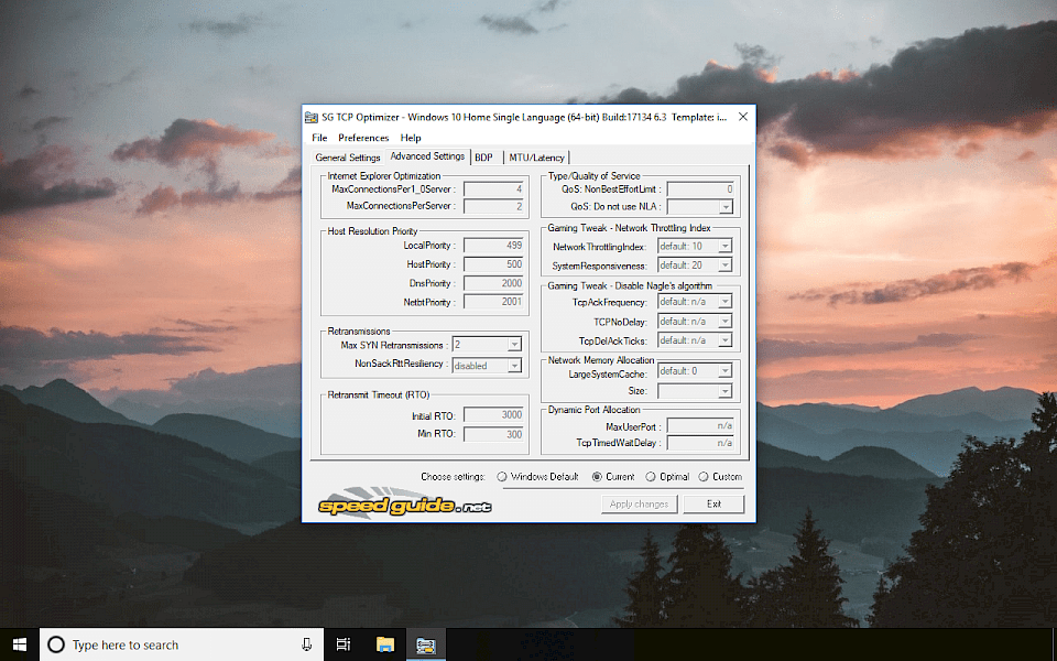 SG TCP Optimizer