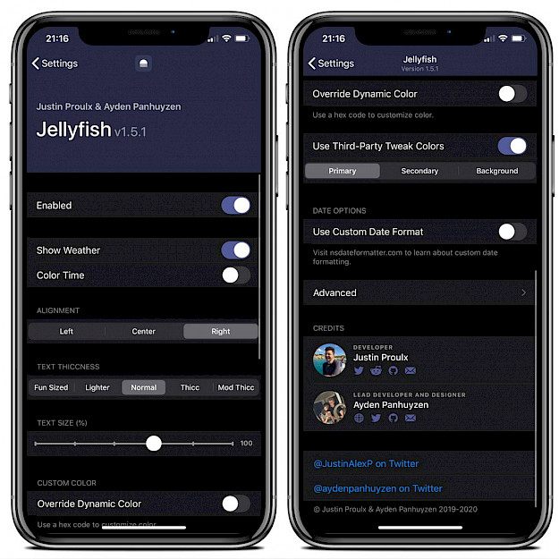 Jellyfish tweak Settings