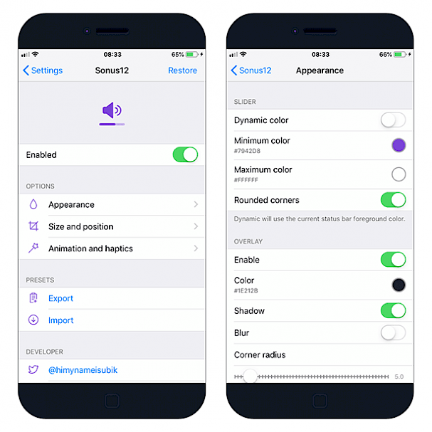 Sonus12 Settings