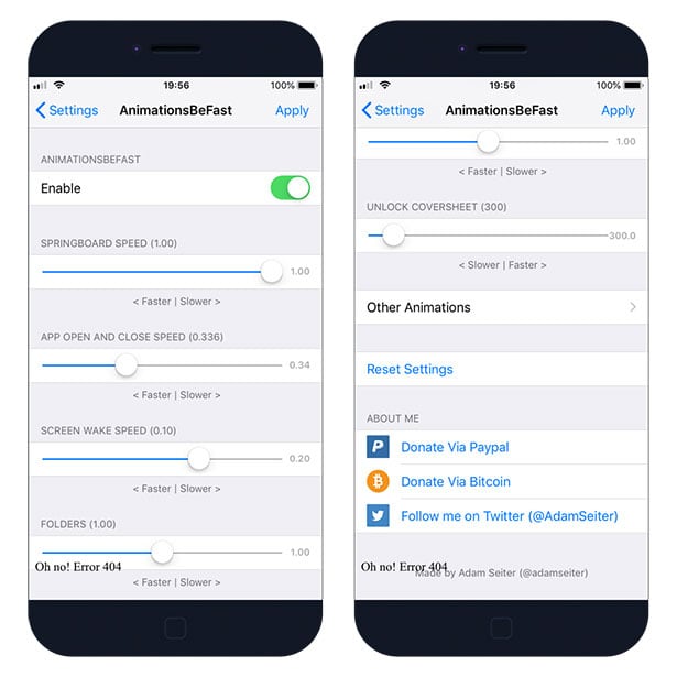 AnimationsBeFast iOS jailbreak tweak