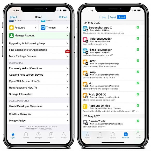 Cydia on iOS 13.5