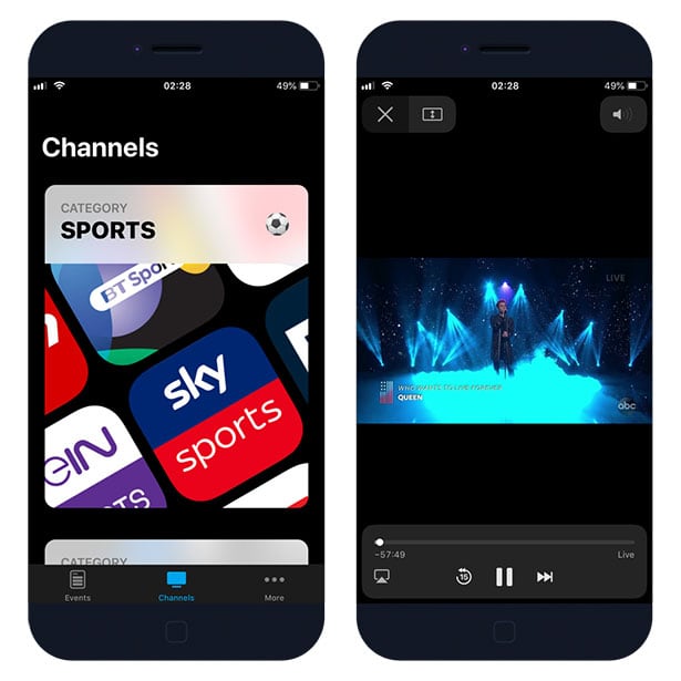 Channels App on iPhone