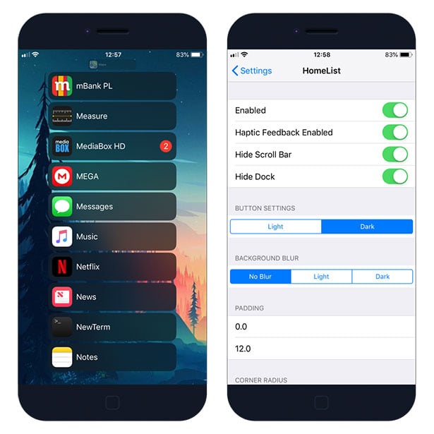 HomeList tweak for iOS 12 jailbreak