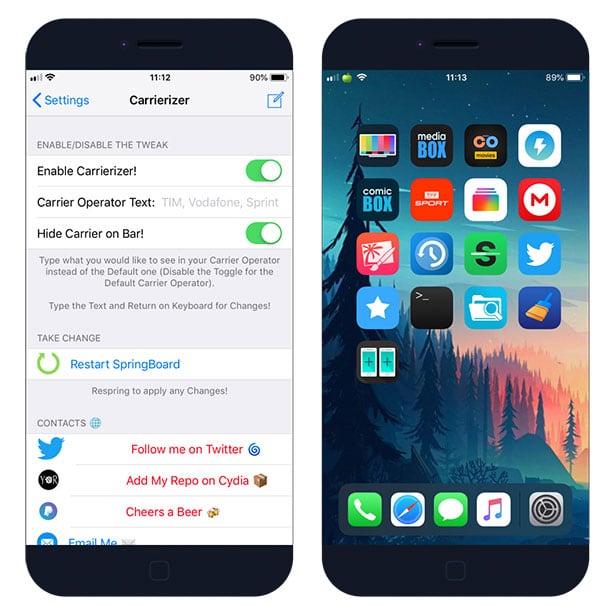 Change Carrier Name on iPhone using Carrierizer jailbreak tweak